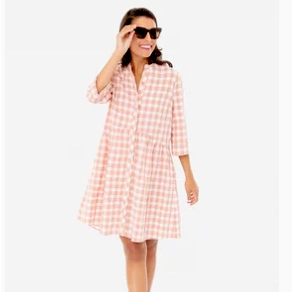 Tuckernuck NWT Pink Gingham Royal Shirt Dress - Size L